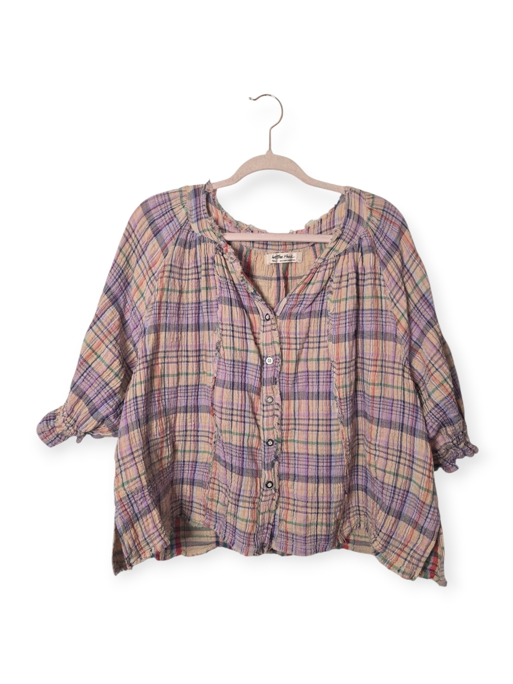 Women's We The Free Lucy Swing Plaid Tee, size small